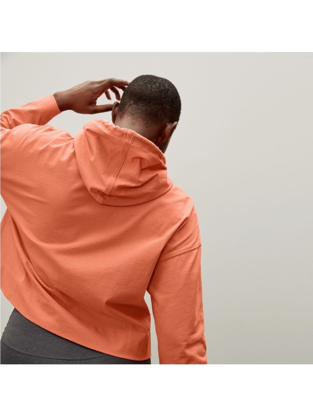 Everlane Retro Jersey Cropped Hoodie Orange Sweatshirt XS Organic Cotton - Picture 3 of 12